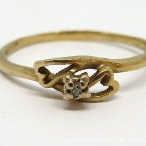 10k Solid Gold Hearts and Diamonds Ring